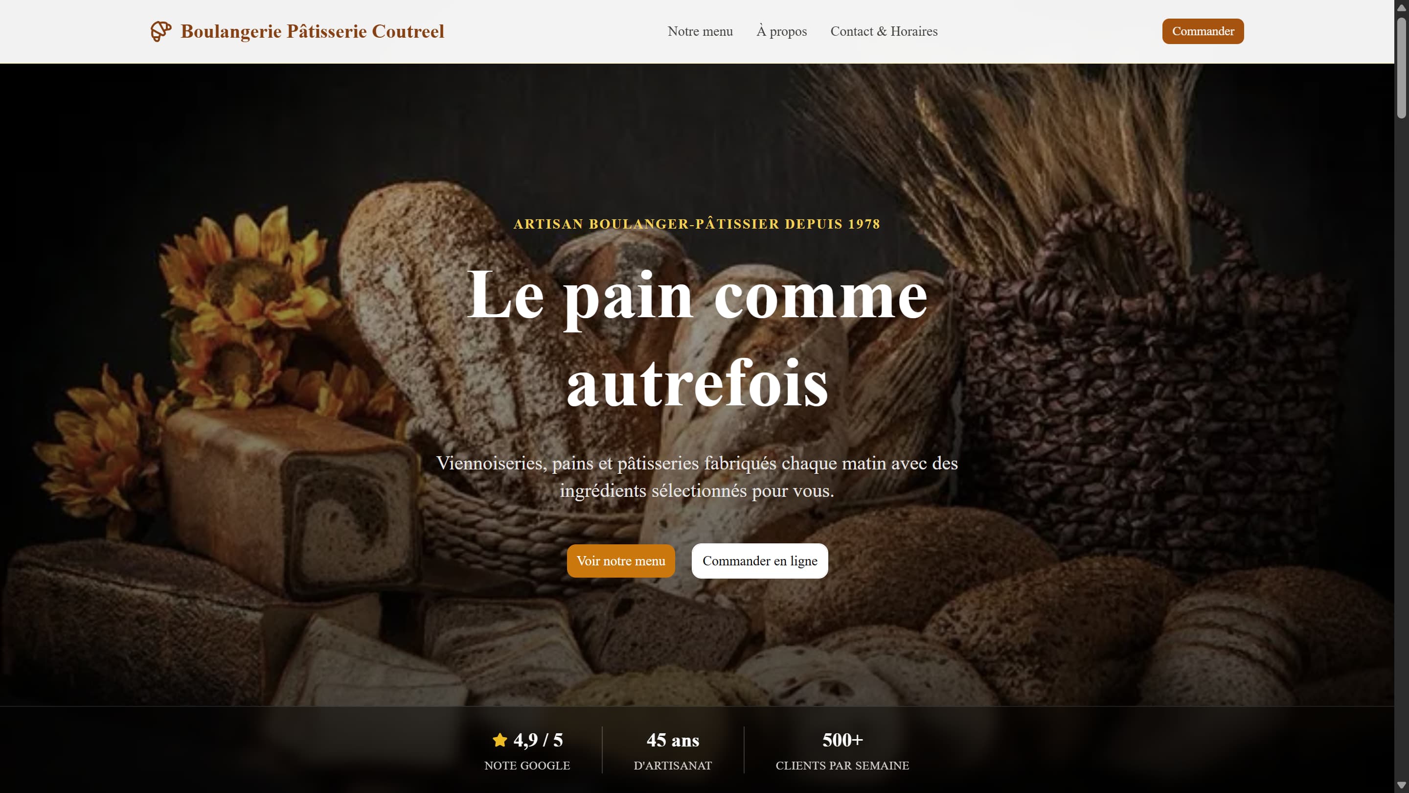 Site vitrine pour une boulangerie artisanale
